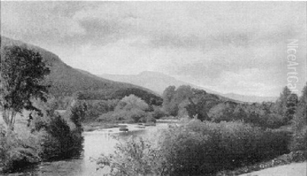 Panoramic River Landscape Oil Painting by James McDougal Hart