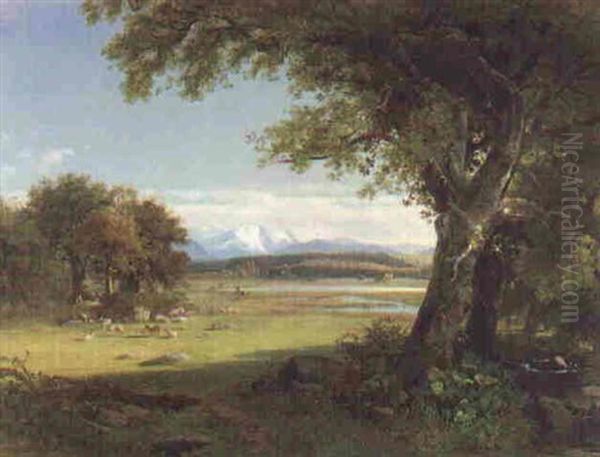 Sheep Grazing In A Spring Valley Oil Painting by James McDougal Hart