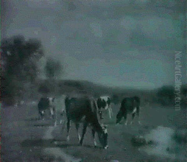 Grazing Cattle Oil Painting by James McDougal Hart