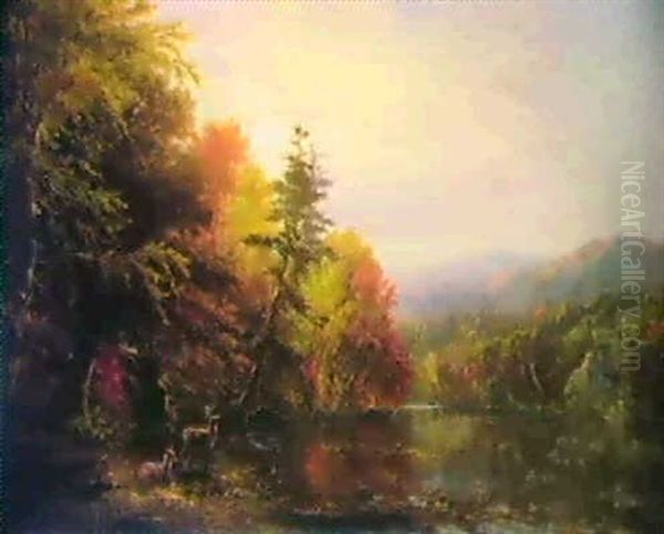 Autumn In The Adirondacks Oil Painting by James McDougal Hart