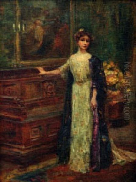 Victorian Lady Oil Painting by Letitia Bonnet Hart