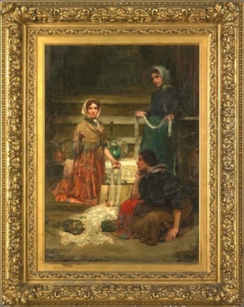 Market Scene With Three Women by Marie Theresa Gorsuch Hart