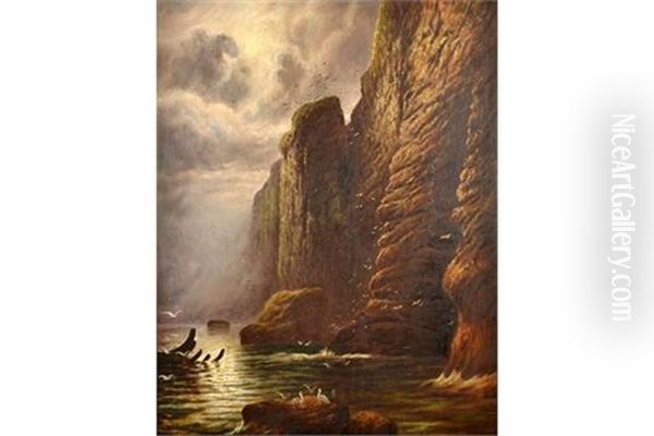 Cornish Cliffs Oil Painting by Thomas Hart