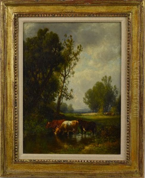 Landscape With Cows Oil Painting by William Howard Hart