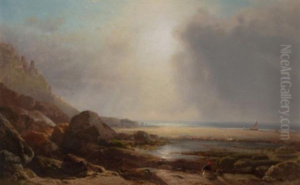 Coastal View Oil Painting by William M. Hart