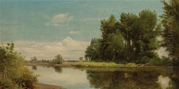 Along The Esopus River, Kingston, New York Oil Painting by William M. Hart