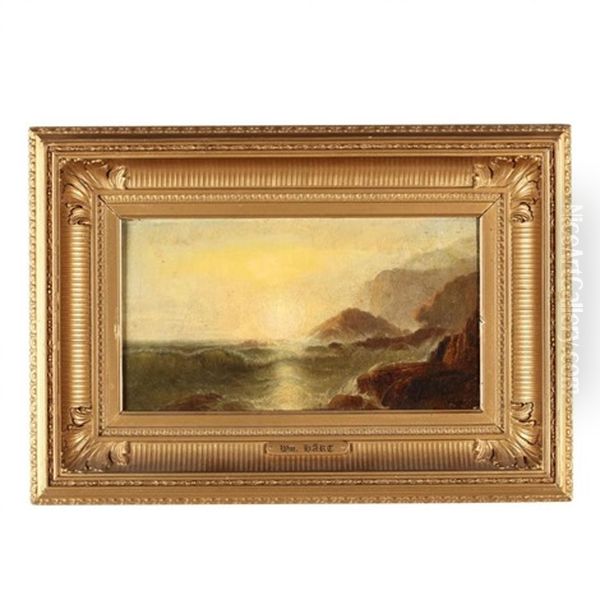 Rocky Coastline Oil Painting by William M. Hart