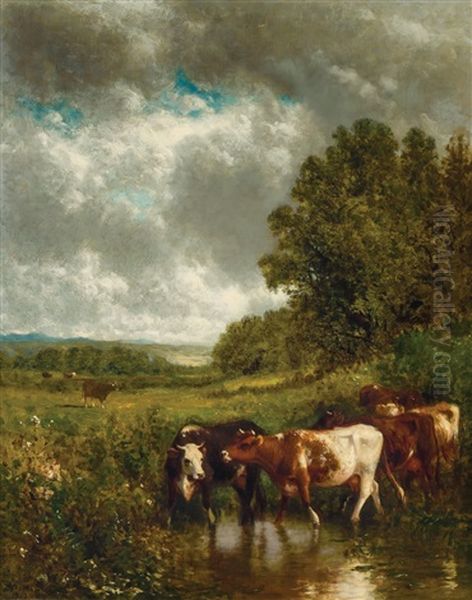 Pasture Scene Oil Painting by William M. Hart