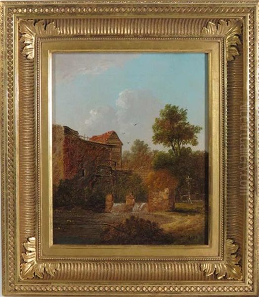 Landscape With Mill Oil Painting by William M. Hart