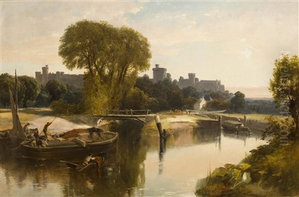 Windsor Castle Above The Thames Oil Painting by William M. Hart