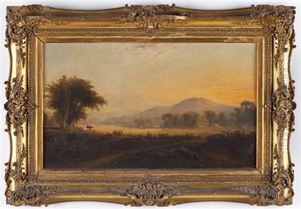 New England Farm Oil Painting by William M. Hart