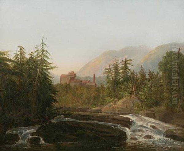 Mill By A River Oil Painting by William M. Hart