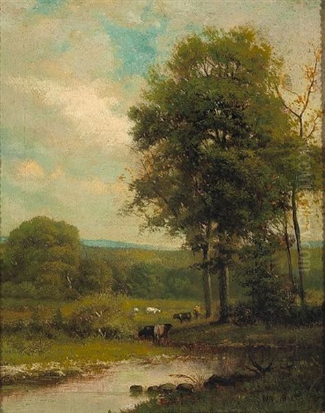 A Meadow With Cattle Watering by William M. Hart