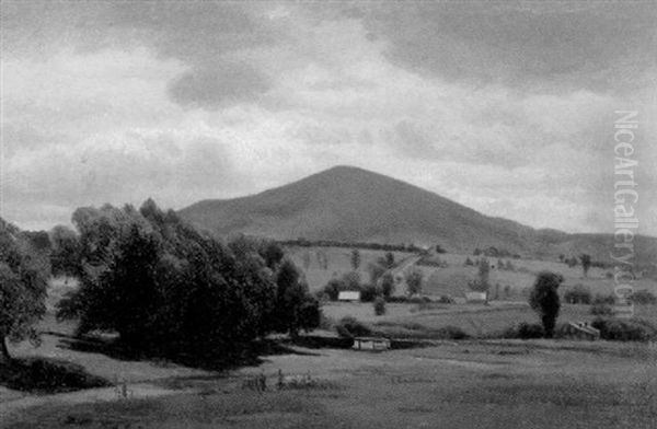 In The Shadow Of The Mountain Oil Painting by William M. Hart