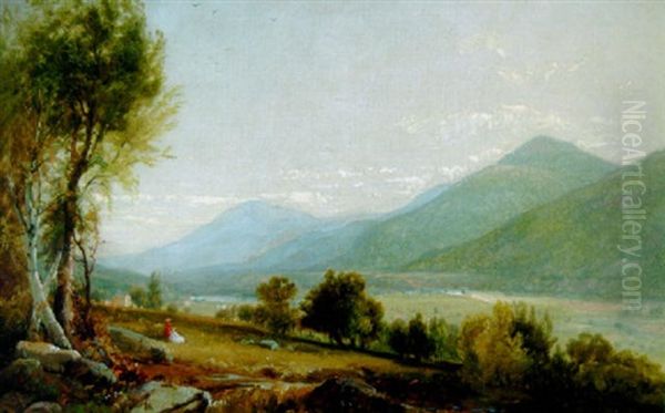 A View Of A Mountain Range Oil Painting by William M. Hart