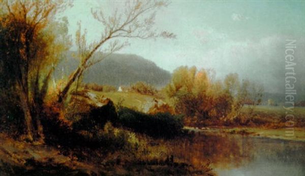 Autumn Landscape With House Oil Painting by William M. Hart