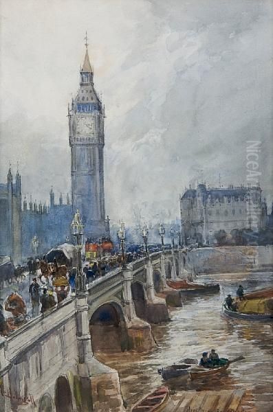 Westminster Bridge Oil Painting by Alexander Ballingall