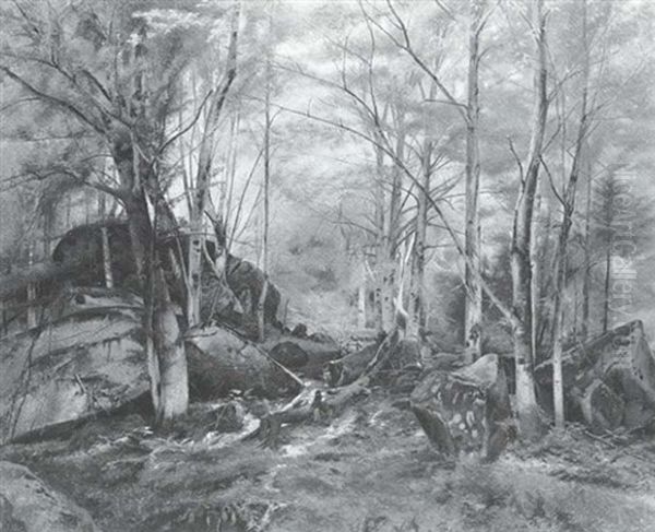 Wooded Glen Oil Painting by William M. Hart