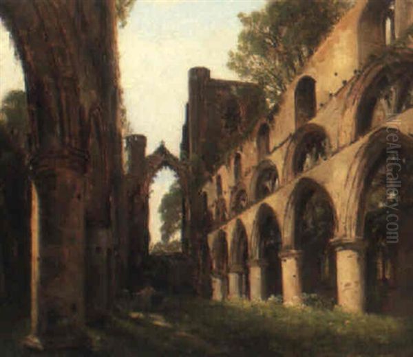 Cathedral Ruins (dunkeld) Oil Painting by William M. Hart