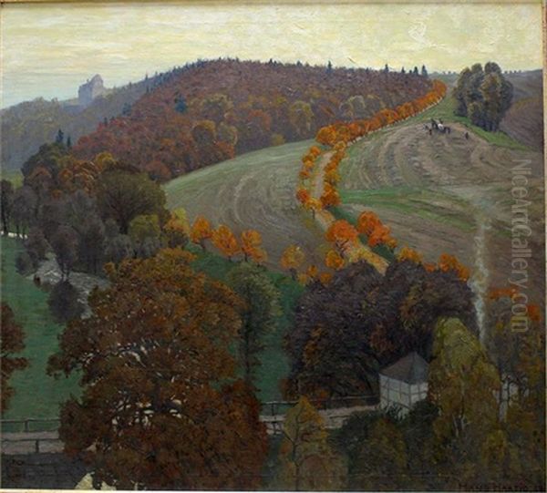 Herbstabend Im Bobritzschtal Oil Painting by Hans Hartig