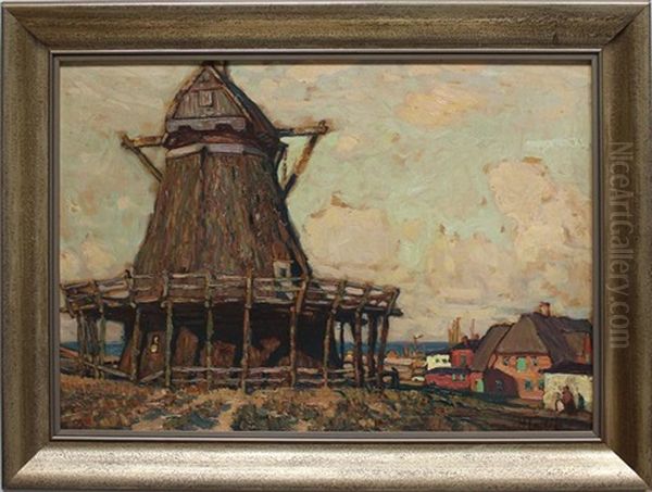 Dorf Mit Muhle An Der Kuste Oil Painting by Hans Hartig