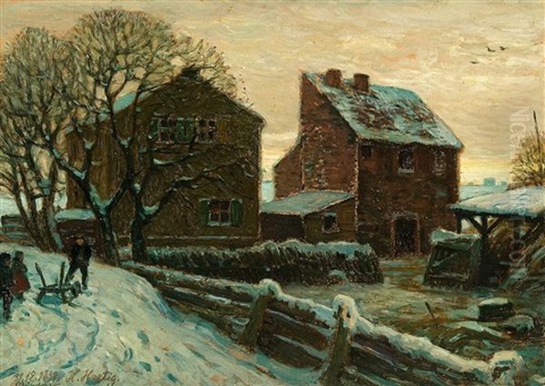 Winter In Alt-schoneberg Oil Painting by Hans Hartig