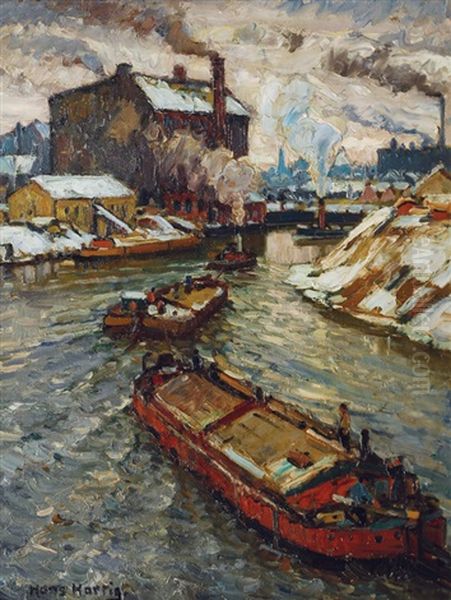 River Spree Near Sigmundshof In Berlin Oil Painting by Hans Hartig