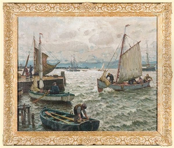 In The Port Oil Painting by Hans Hartig