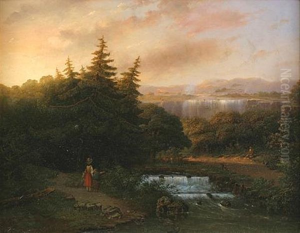 Landscape With Falls Oil Painting by Marinus Harting