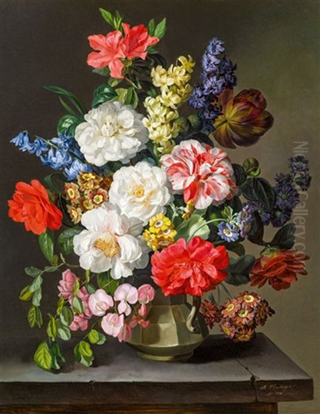 Blumenstillleben Oil Painting by Anton Hartinger