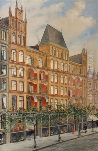 Hamburgian Town House Oil Painting by Peter Jacob Hartleff