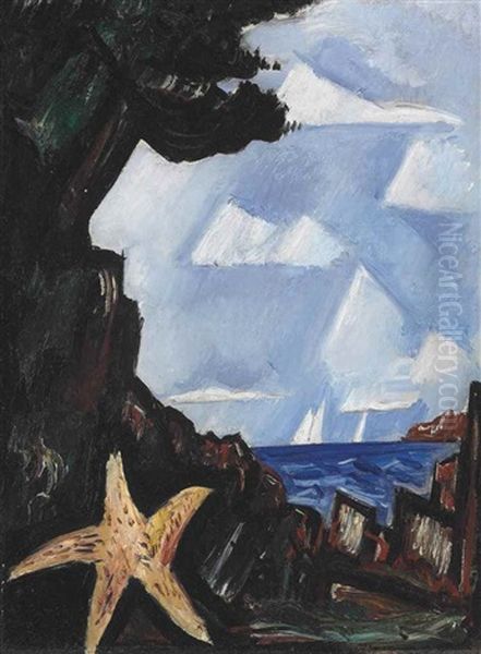 Sea View--starfish, New England Oil Painting by Marsden Hartley