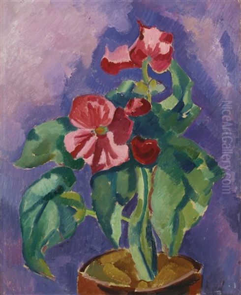 Pink Begonias (still Life: Pink Begonia) Oil Painting by Marsden Hartley