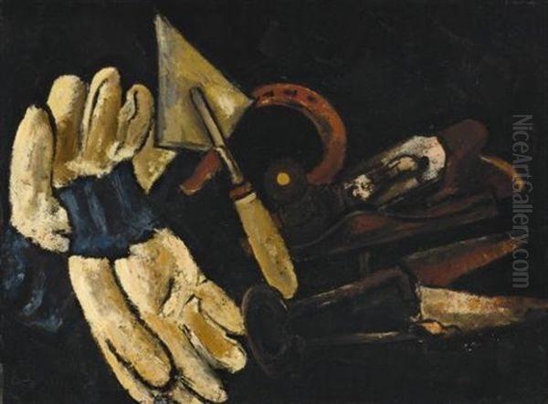 Gardener's Gloves And Field Implements Oil Painting by Marsden Hartley