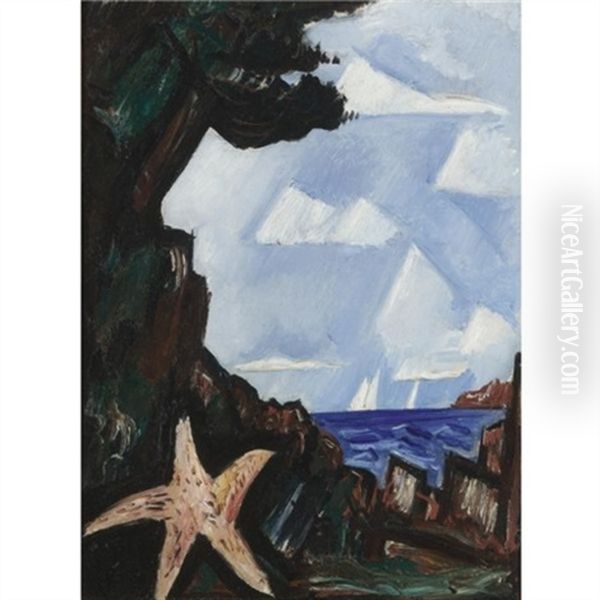 Sea View - Starfish, New England Oil Painting by Marsden Hartley