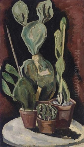 Four Cactus Plants Oil Painting by Marsden Hartley