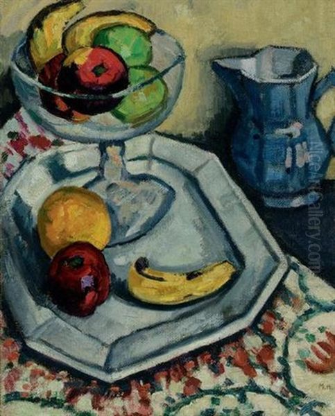 Still Life With Fruit And Pitcher Oil Painting by Marsden Hartley