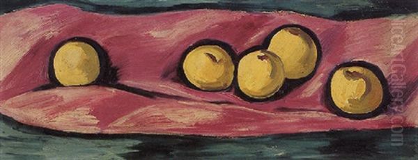 Apples Oil Painting by Marsden Hartley