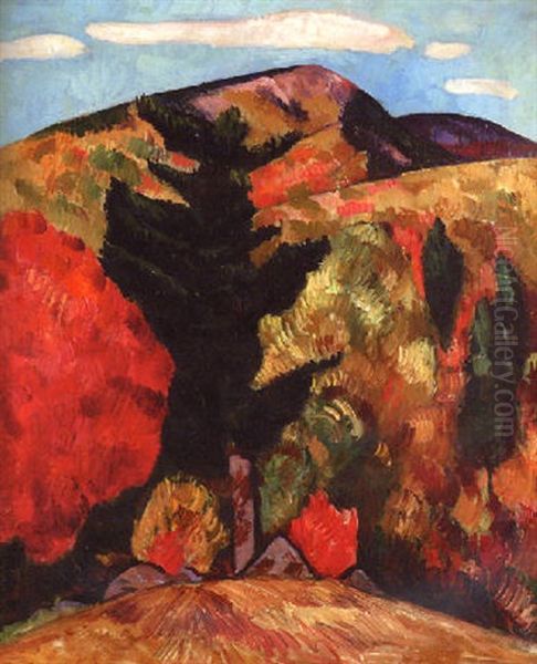 New Hampshire Autumn Landscape - Hills And Trees Oil Painting by Marsden Hartley