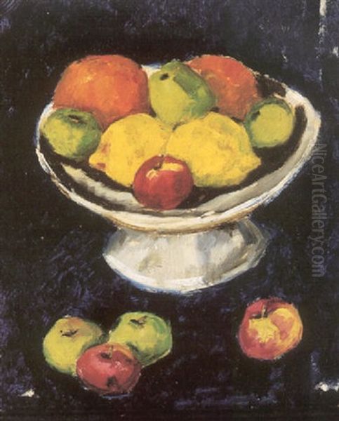 Oranges, Apples And Lemons In A Bowl Oil Painting by Marsden Hartley