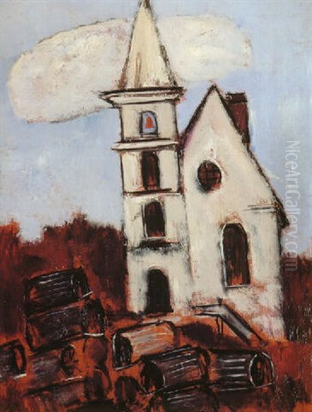 Church With Lobster Pots Oil Painting by Marsden Hartley