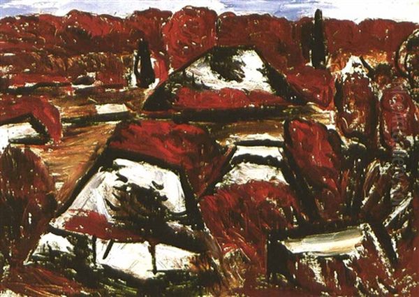 Roofs And Woods Oil Painting by Marsden Hartley