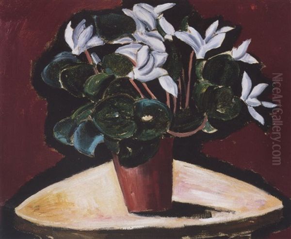 Cyclamen Oil Painting by Marsden Hartley