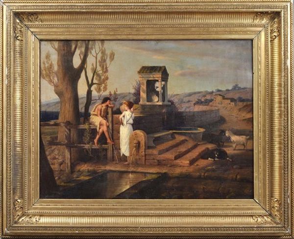 Rebekka Und Eliezer Am Brunnen Oil Painting by Christian Ferdinand Hartmann