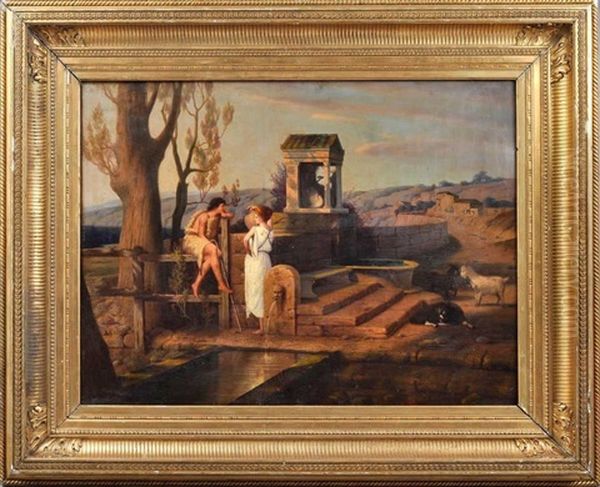 Rebekka Und Eliezer Am Brunnen Oil Painting by Ferdinand Hartmann