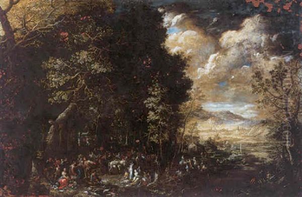 Landscape With Figures Oil Painting by Franz Hartmann