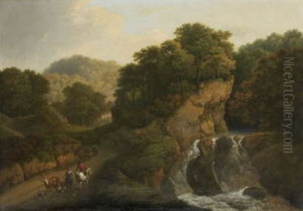 Bewaldetes Tal Oil Painting by Johann Joseph Hartmann