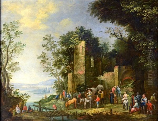 Landscape With Castle Ruins Oil Painting by Johannes Jakob Hartmann