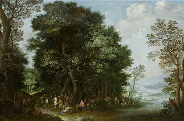 Waldlandschaft Mit Figurenstaffage by Johannes Jakob Hartmann