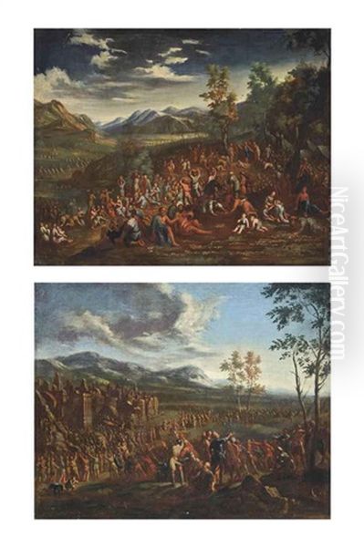 The Ark Of The Covenant (+ Moses On Mount Sinai; Pair) Oil Painting by Johannes Jakob Hartmann